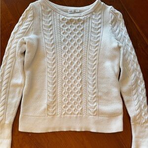 GAP Women's Creamy Winter White Cable Knit Sweater-Small